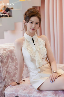 JORYA纯原正品2025春夏新款可露丽穿搭挂脖修身粉色连衣裙短裙女