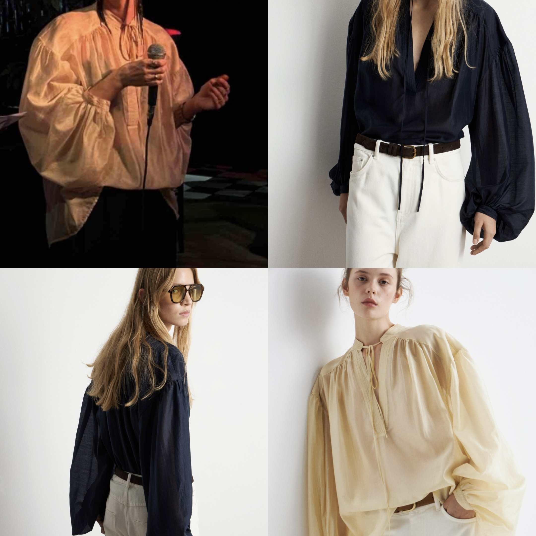 LIME 舒适莱赛尔 梦幻罗马宫廷风超大气球袖 宽大半透罩衫式上衣