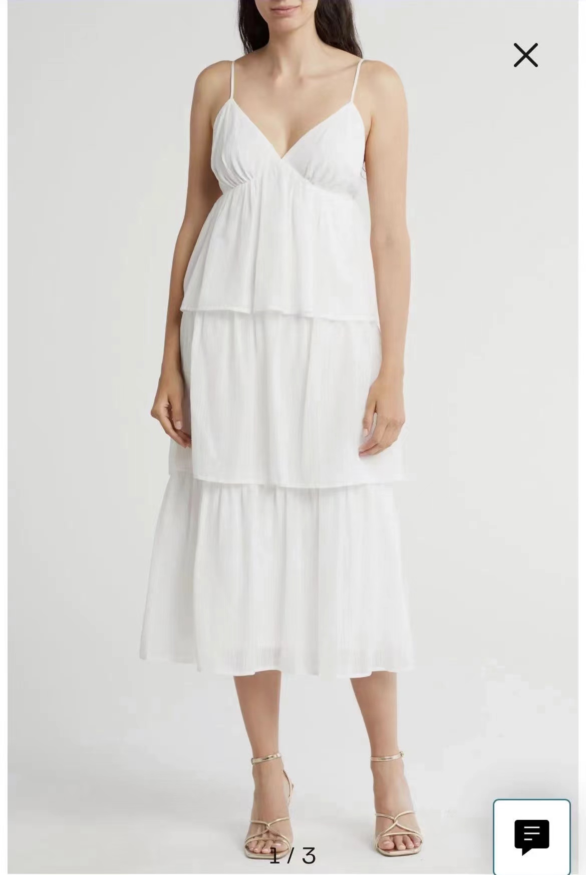 wayf美国ins红牌 纯白的美 重工分层全内衬吊带中长连衣裙128美金