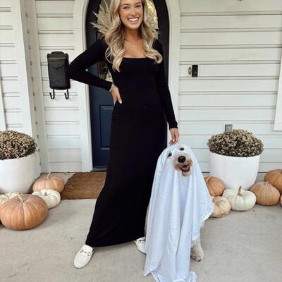 ski*ms卡戴珊 原 soft lounge莫代尔长袖方领连衣裙petite版本