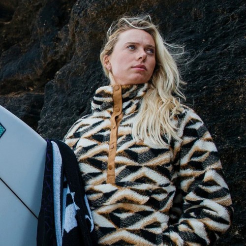 澳洲billabong 柔软舒适Sherpa材质 宽松polo按扣高领运动卫衣