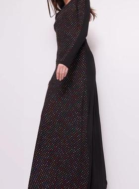 意大利轻奢denny rose 绝美前片全彩莱茵钻露背超长连衣裙189欧元