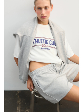 俄Lime旗下Befree 柔软莫代尔混纺 运动学院风运动系绳短裤