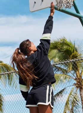 ROXY澳洲冲浪名牌 高克重毛圈绒棉 大logo撞色套头运动卫衣65€