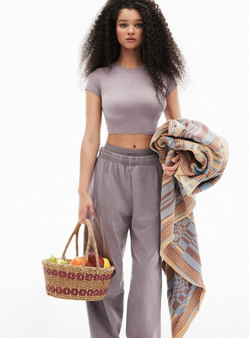 skims卡戴珊 原 outdoor针织重洗水 轻盈无袋双腰酷炫超长直筒裤