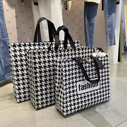 服装店手提袋定做千鸟格礼品女装购物袋定制logo