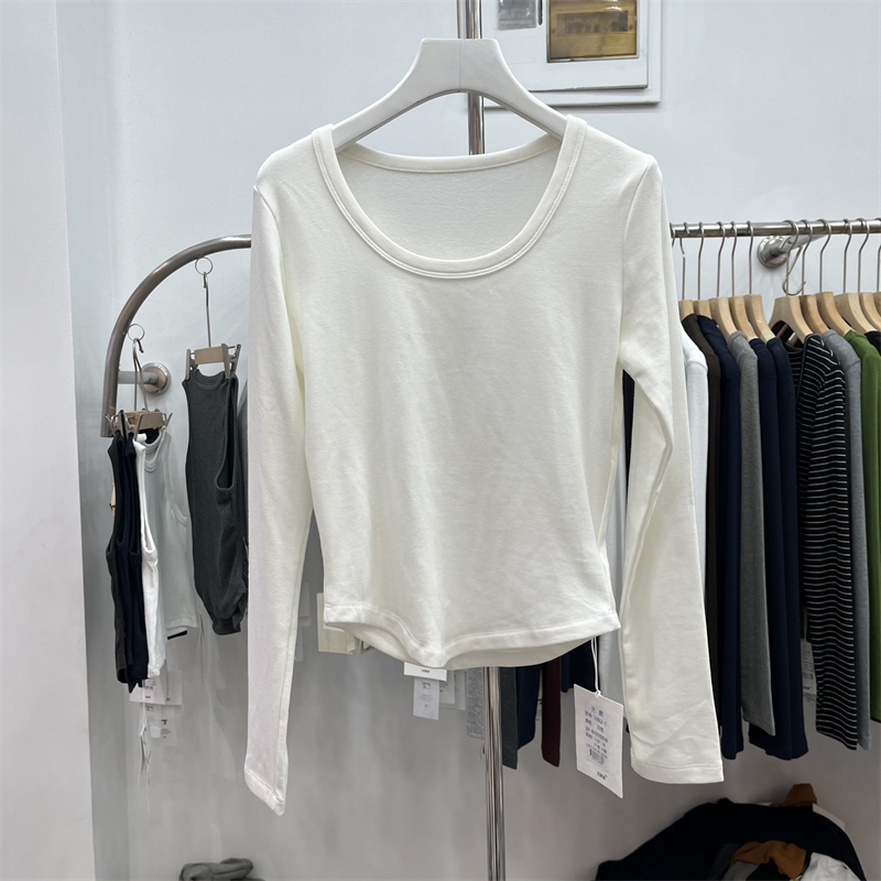 YUANXI元熙3092-1正品U领加绒长袖T恤女修身显瘦打底衫上衣冬新品
