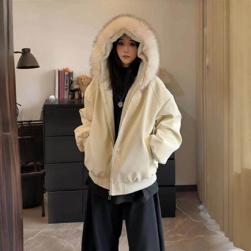 荔枝皮座山雕pu皮仿兔毛绒大毛领棉服2025冬加绒派克服外套潮男女,女装/女士精品,派克服,淘宝优惠券,粉丝福利购,淘宝优惠卷