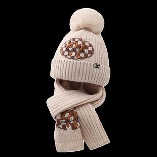 儿童冬季帽子女童围巾两件套秋冬款2024新款女孩护耳帽洋气中大童