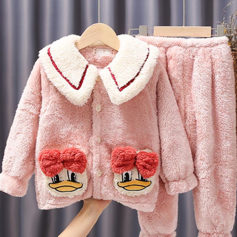 儿童睡衣珊瑚绒冬季加厚款女童秋冬法兰绒宝宝家居服套装女孩