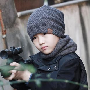 套帽小学生中学生保暖加绒帽男孩帽子围脖骑行冬天护耳帽滑雪帽