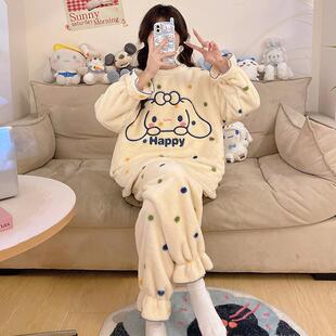 女童睡衣2025新款秋冬款初中生女孩大童珊瑚法兰绒加厚儿童家居服