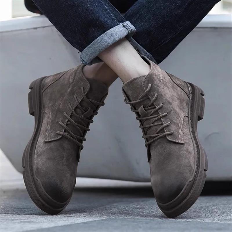 真皮马丁靴男高帮皮靴子百搭透气男鞋英伦风中帮男士秋冬工装短靴