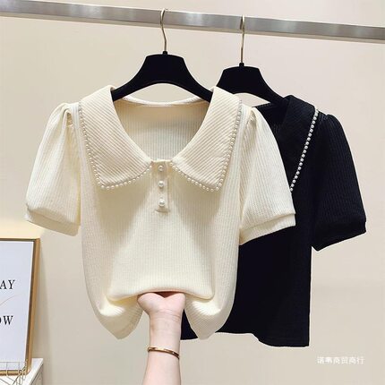胖MM大码宽松泡泡袖上衣2026新款夏季显瘦遮肉气质正肩短袖t恤女