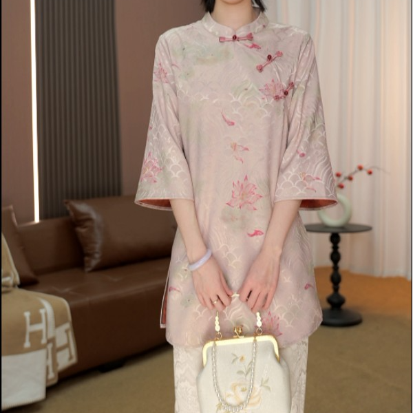 【105-粉鲤荷】2026春夏新款显瘦新中式宽松上衣七分袖,女装/女士精品,上衣,淘宝优惠券,粉丝福利购,淘宝优惠卷