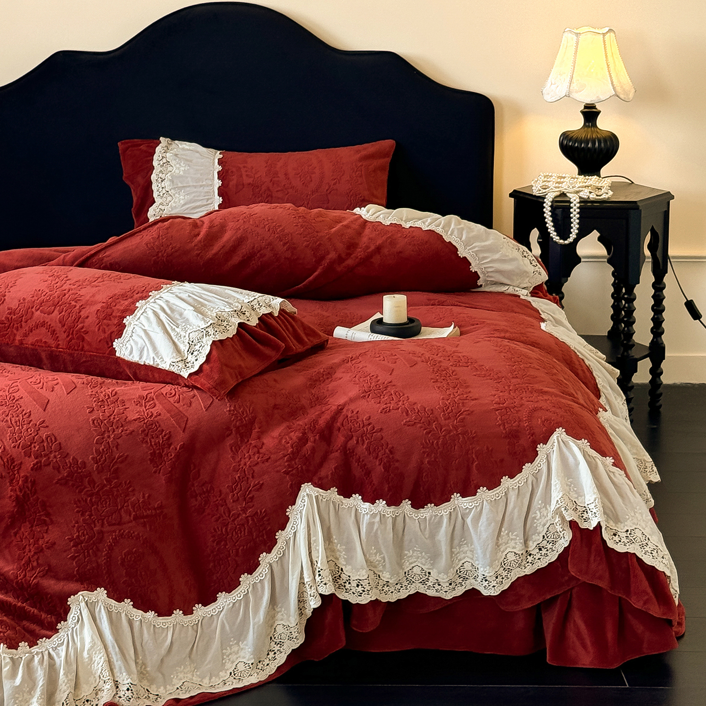 法式蕾丝边冬季床单四件套