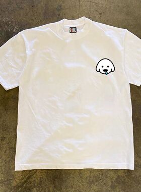 ZELIA 情侣卡通夏季白色美式趣味学院风落肩重磅ins高街短袖T恤奢