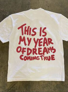 ZELIA 230g重磅美式字母复古白色半袖男女夏季2025宽松休闲上衣圆