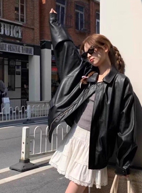 ZELIA 2026新款春秋皮衣外套女短款宽松显瘦美式复古机车黑色夹克