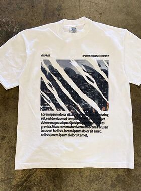 ZELIA 短袖T恤男国潮印花圆领重磅230Gins美式潮流夏季新款休闲半