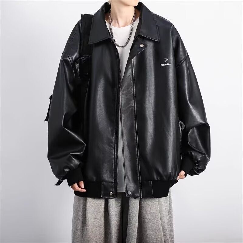 ZELIA欧美式街头PU皮衣外套男秋冬季潮牌机车服港风宽松痞帅飞行