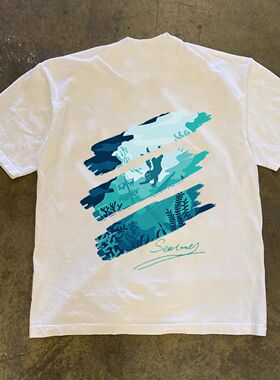 ZELIA 短袖T恤男国潮印花圆领重磅230Gins美式潮流夏季新款休闲半