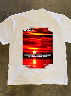 ZELIA 短袖T恤男国潮印花圆领重磅230Gins美式潮流夏季新款休闲半