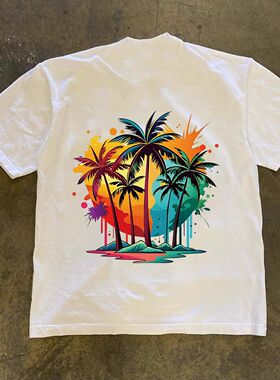 ZELIA 短袖T恤男国潮印花圆领重磅230Gins美式潮流夏季新款休闲半