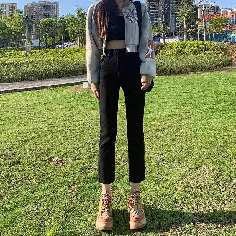 ZELIA黑色法棍直筒牛仔裤女2026年春款新款夏季薄款小个子八分烟 - 实物图