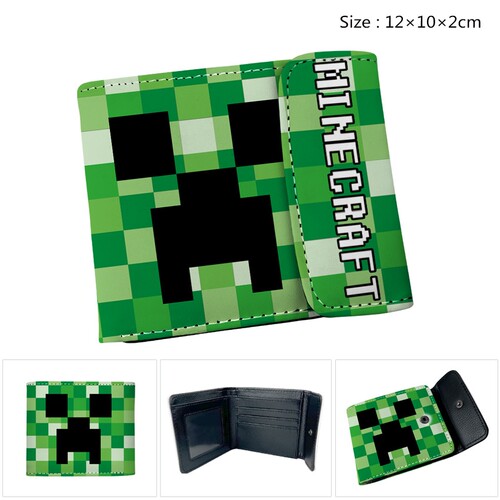 Minecraft我的世界钱包MC苦力怕儿童零钱包短款对折款学生钱夹子