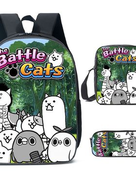 The battle cats 猫咪大战争书包笔袋单肩包套装猫咪大战儿童背包