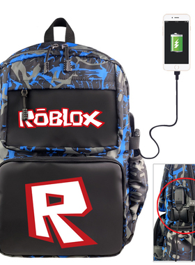 Roblox周边虚拟世界书包中学生大容量街头潮流时尚迷彩韩版双肩包