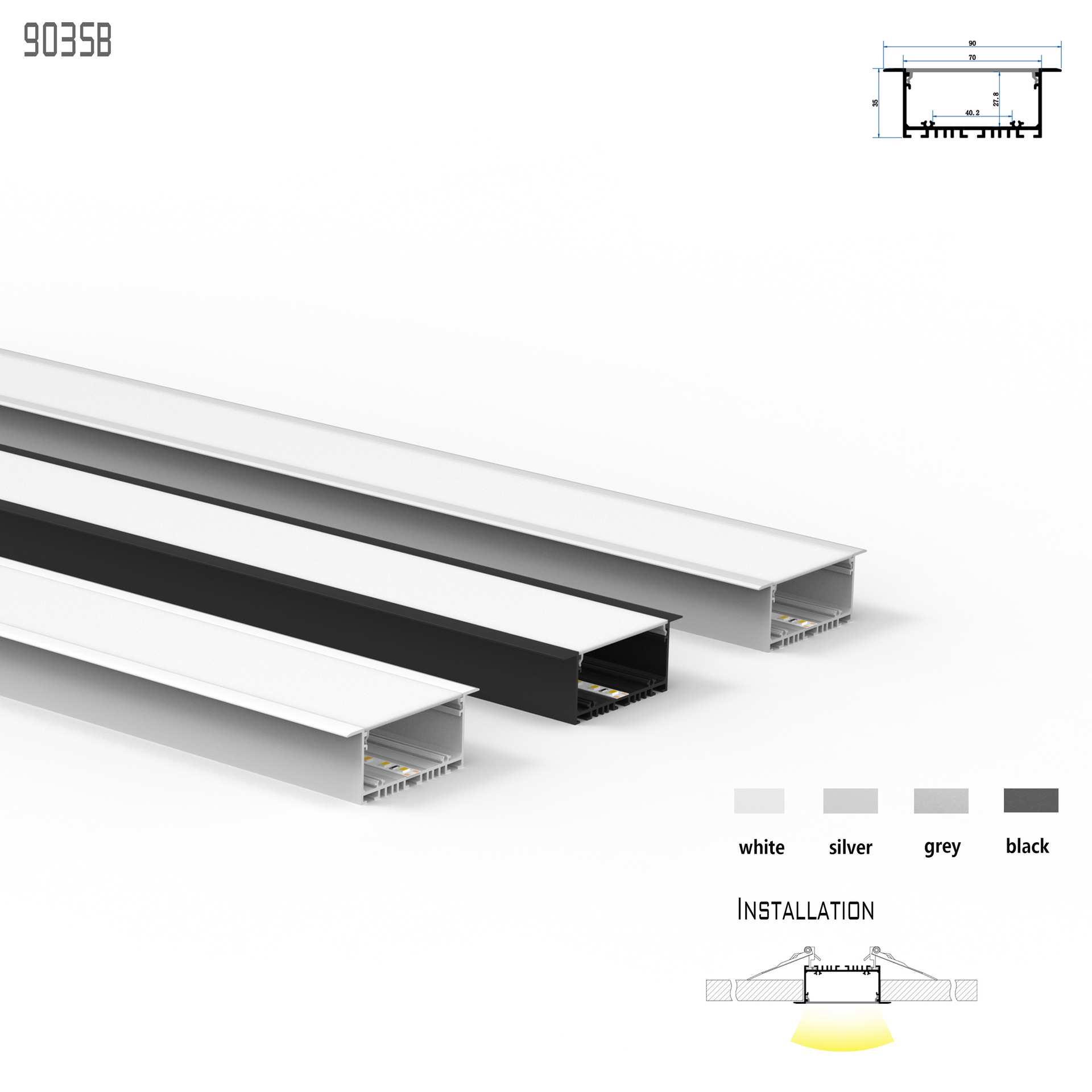 70*35嵌入式led铝槽无缝拼接厚料型材Embedded line lamp profile