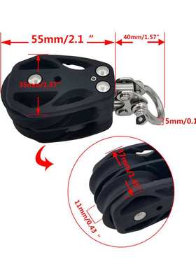 黑色尼龙双轮滑旋转塑料滑轮普拉提船用游艇皮划艇五金配件