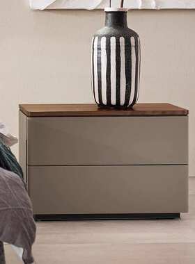 QHMA194意式极简床头柜时尚实木高端设计师组合网红轻奢马鞍