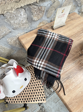 Carbon Water薄款围巾女秋冬季百搭披肩两用仿羊绒英伦格子流苏