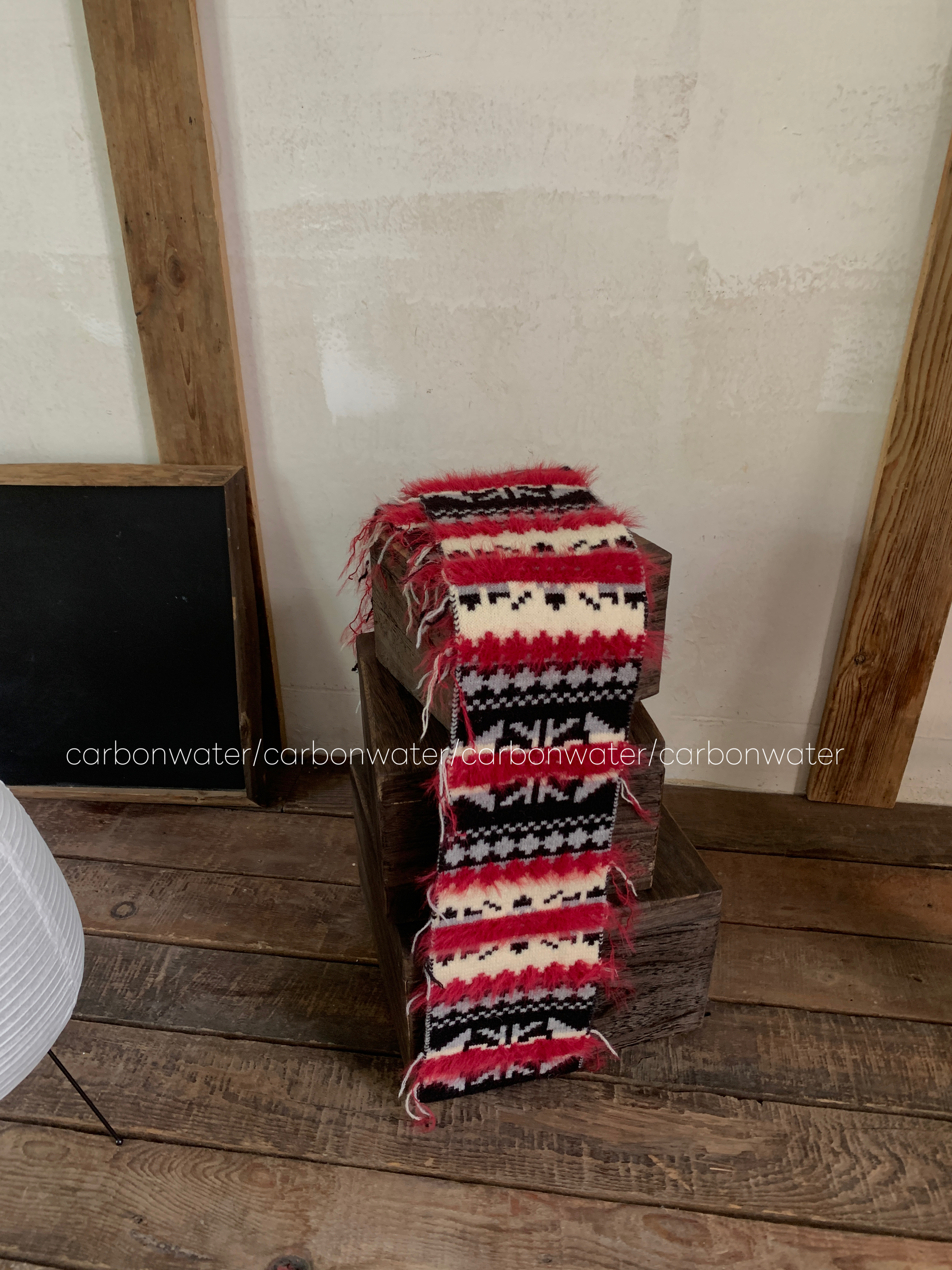 Carbon Water自制小众费尔岛针织围巾女冬季复古圣诞百搭围脖