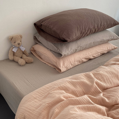 A类双层纱布全棉四件套皱皱纱