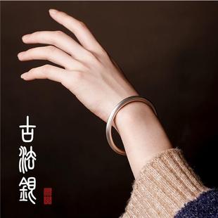 九乐足银999古法传承手镯女年轻款 实心网红纯银手环送女友礼 时尚