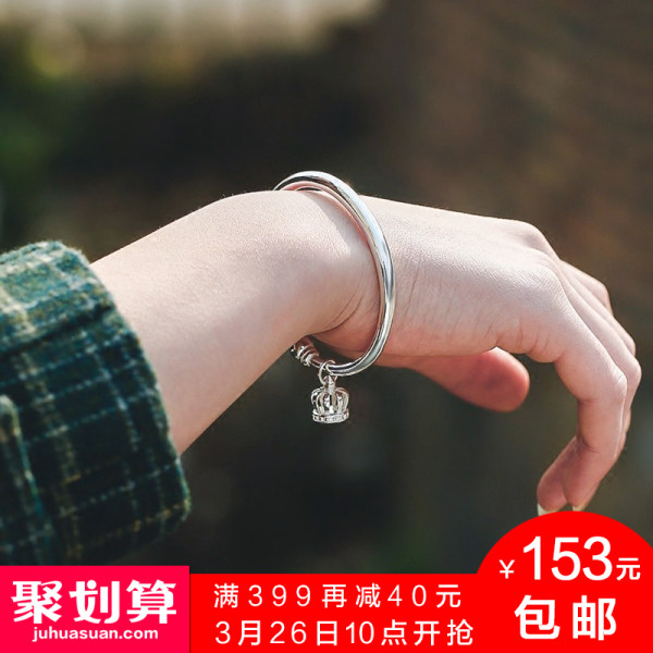 九乐 999纯银手镯 22g 含开口铃铛吊坠 聚划算+天猫优惠券折后￥138起包邮（￥153-15）送证书