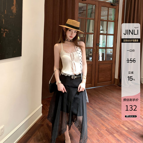 辣妹小衫蕾丝拼接针织吊带背心