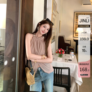 JINLI锦里'优雅智系'两种穿法气质设计感上衣法式轻熟挂脖背心女