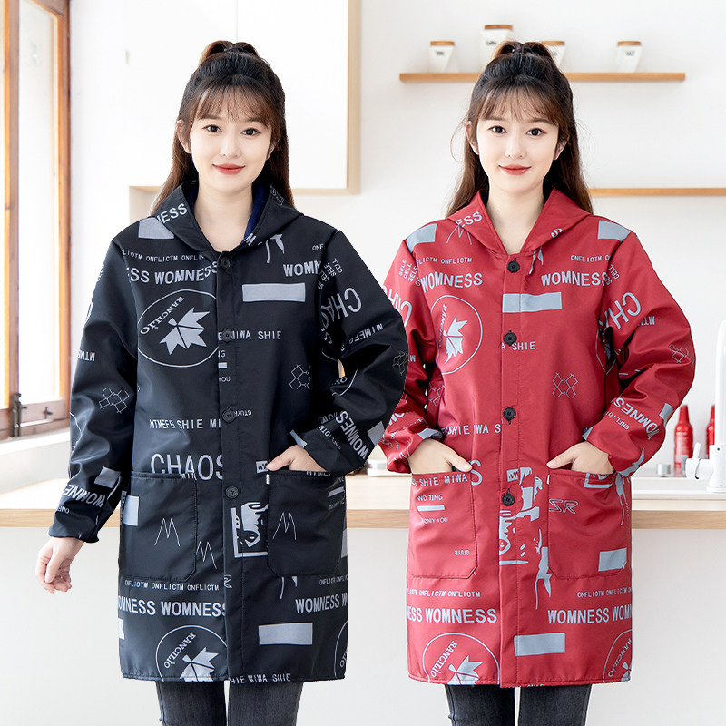 长袖加绒防水防油纽扣外套罩衣厨房家用女围裙2025新款耐脏工作服,家庭/个人清洁工具,围裙,淘宝优惠券,粉丝福利购,淘宝优惠卷