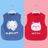 婴幼儿饭兜吃饭衣防脏兜兜男孩 儿童罩衣无袖 宝宝围兜防水夏季 薄款