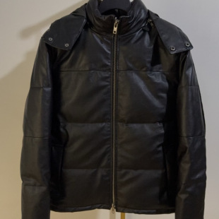 进口头层胎牛皮羽绒服真皮皮衣连帽商务休闲外套皮夹克