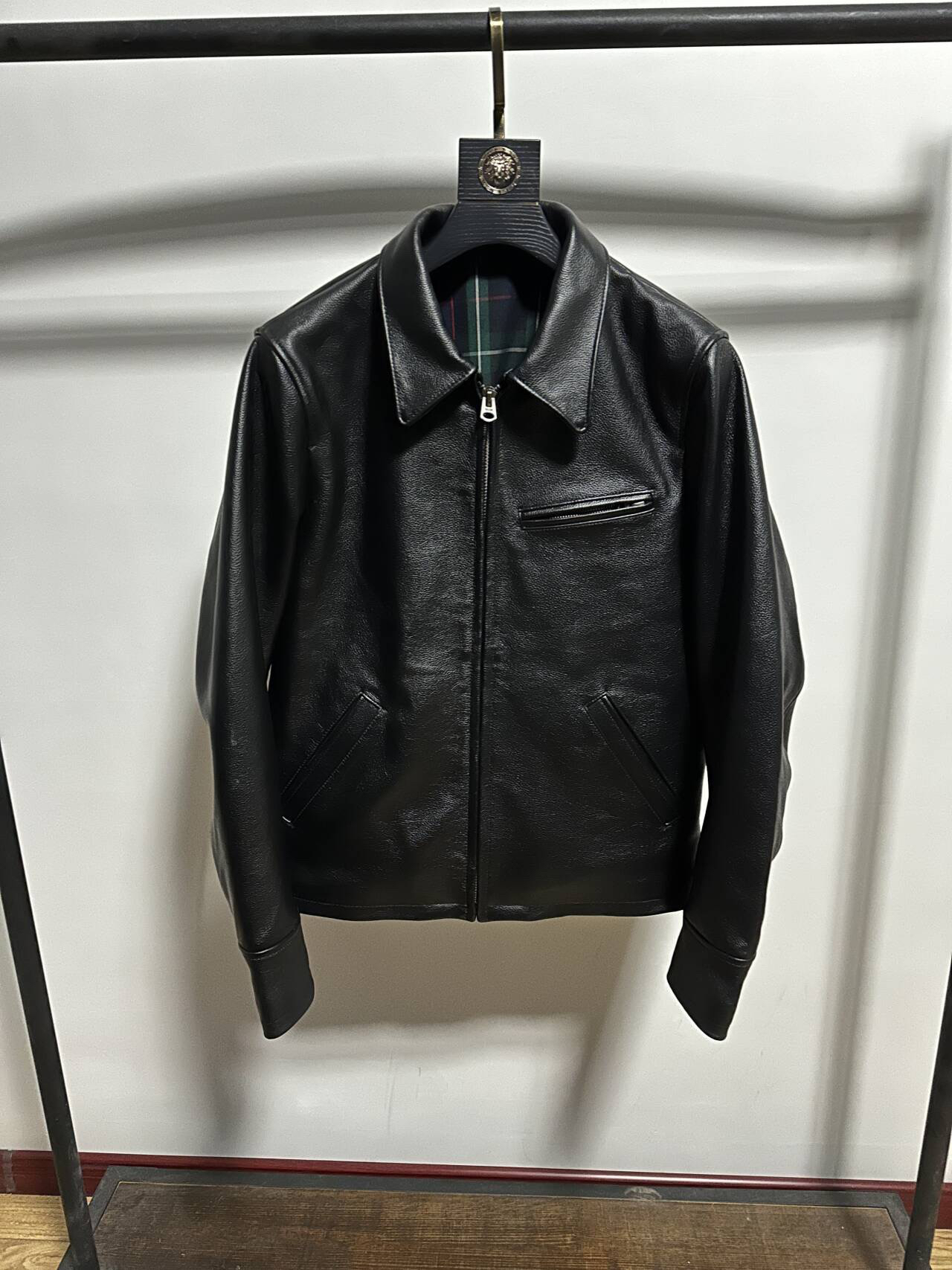 头层牛皮修身皮夹克真皮皮衣翻领商务休闲外套高档1930春款