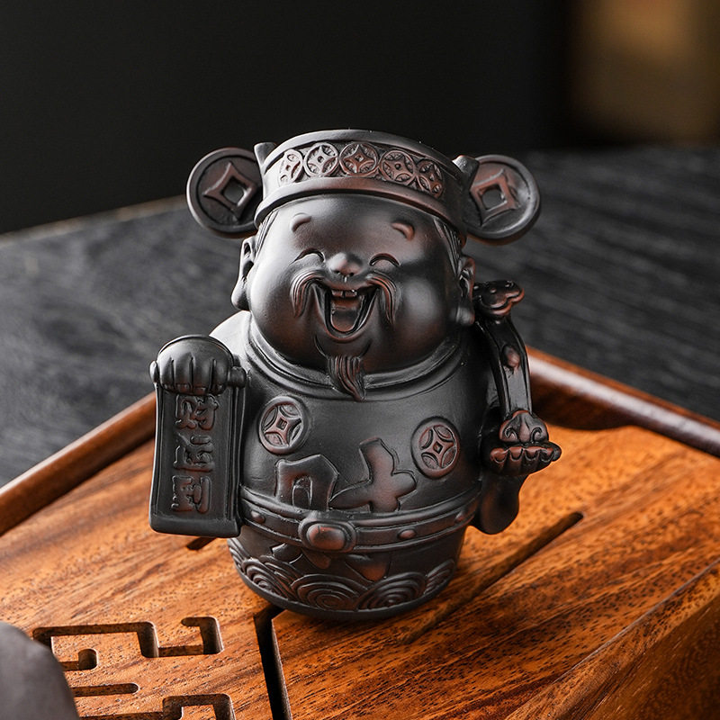 创意紫陶旋转笑脸财神爷茶宠可养茶玩茶台用品禅意茶盘茶桌装饰品,餐饮具,茶宠摆件,淘宝优惠券,粉丝福利购,淘宝优惠卷