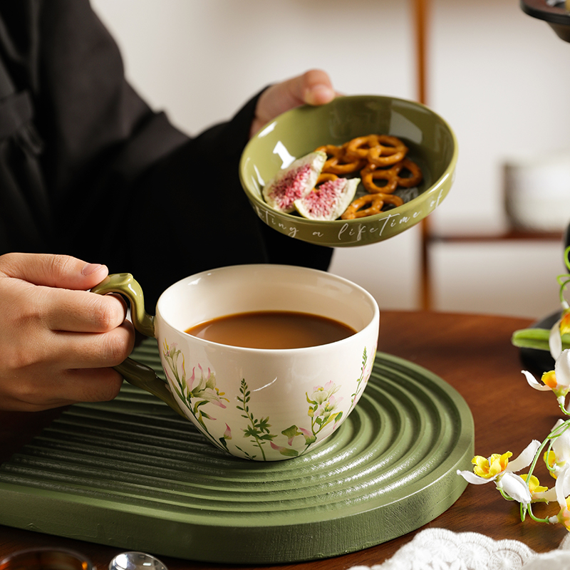 舍里田园风陶瓷家用咖啡杯碟