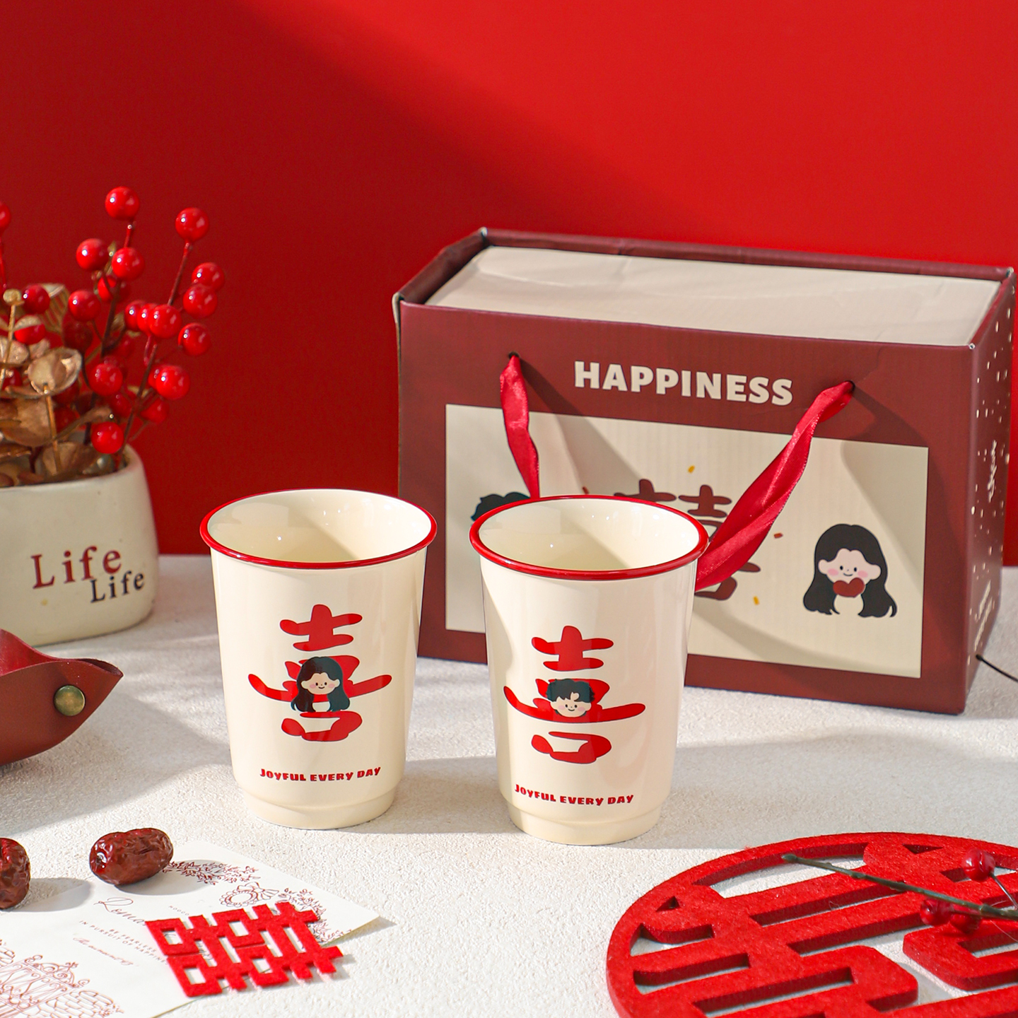 舍里设计感杯子套装礼盒结婚礼物