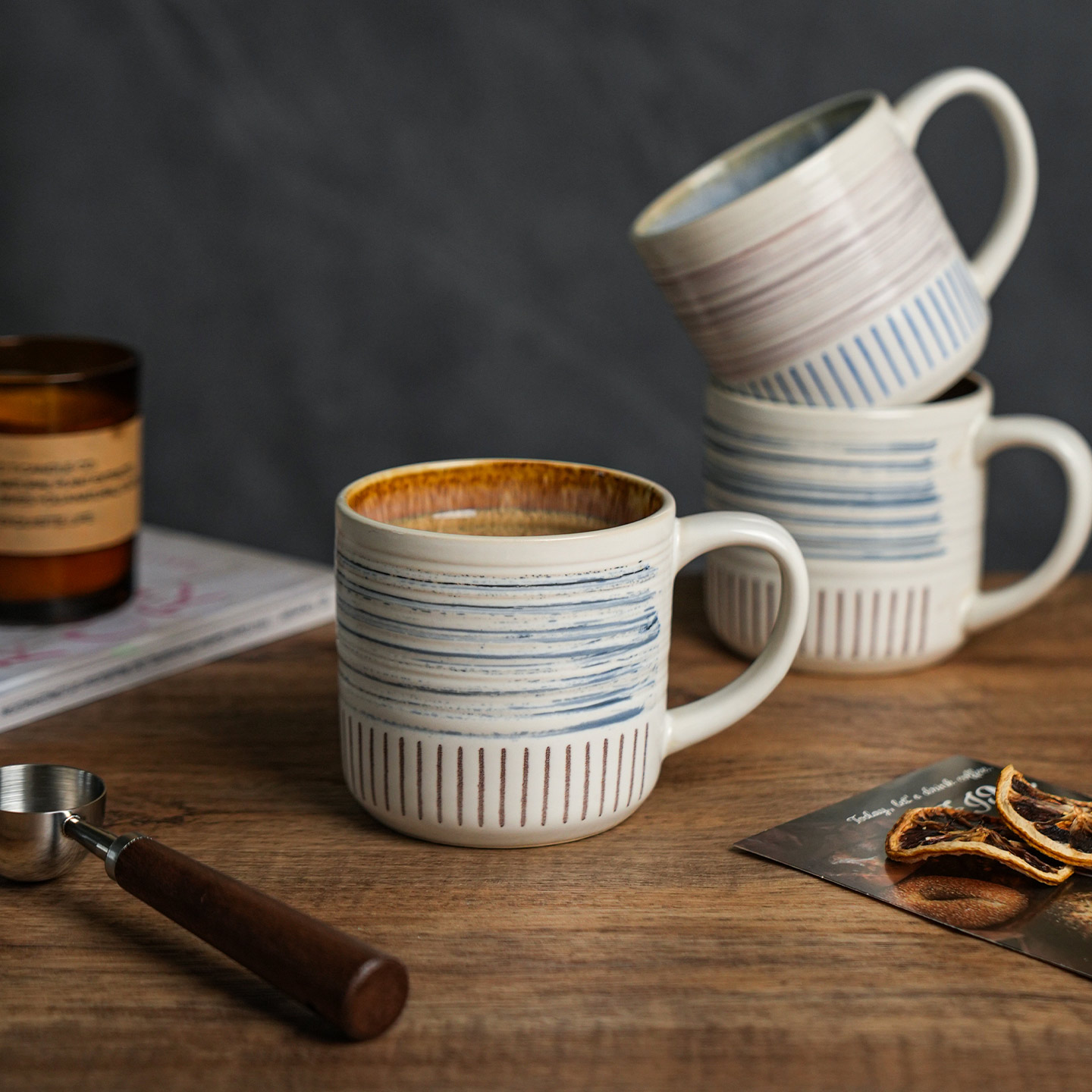 舍里高级感大容量陶瓷水杯拉花杯